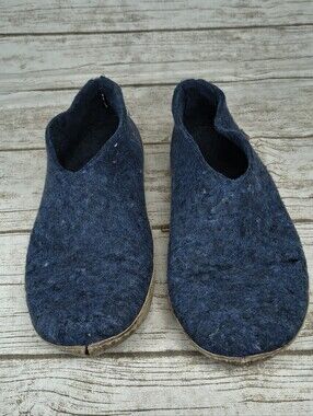 Glerups Blue Felted Wool Slippers